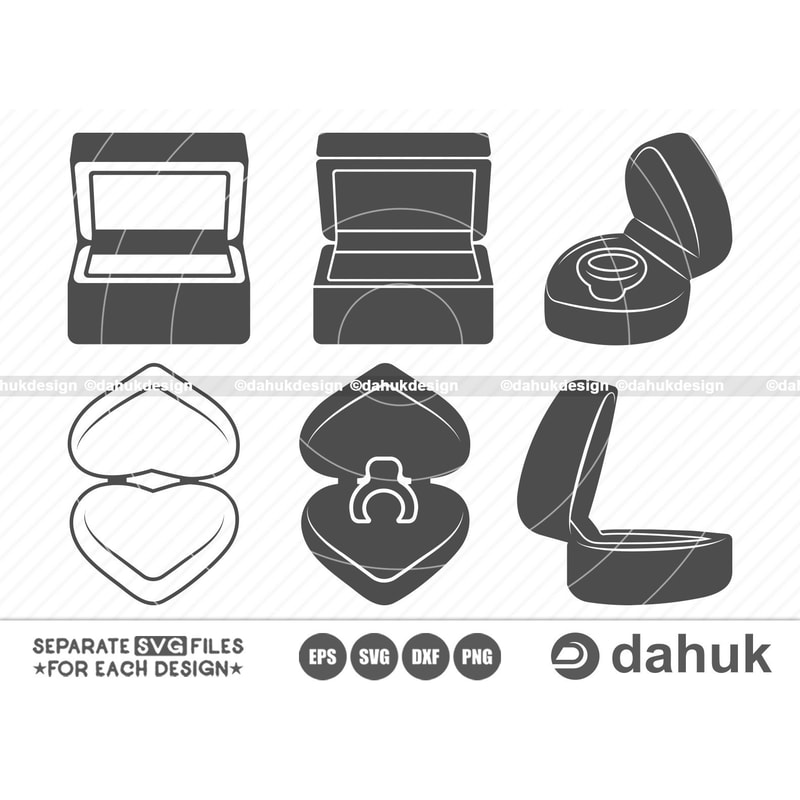 Wedding ring box SVG, Engagement ring box Svg, Wedding ring box Clipart, Cut file for silhouette, svg, eps, dxf, png, clipart cricut design - 1.jpg