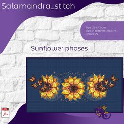 Sunflower phase, flowers, moon, relax, cross stitch
