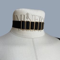 rhea elastic strappy collar black, mistress choker bondage collar adjustable collar bdsm accessories