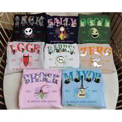 the nightmare before christmas team lock shock barrel zero sally jack skellington 2023 t-shirt family trip sweatshirt ho