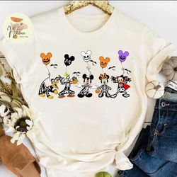 disney halloween shirt, mickey and friends skeleton shirt, mickey halloween shirt, disney halloween balloons shirt, disn