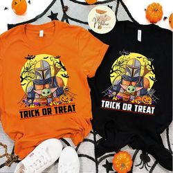 disney halloween shirt, star wars halloween shirt, star wars trick or treat shirt, baby yoda halloween shirt,the mandalo