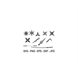 ninja weapon svg,ninja shurikens svg,ninja weapon bundle,cut file,silhouette cameo,instant download,svg, png, eps, dxf,