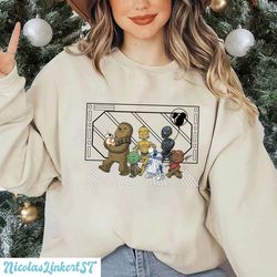 star war character sweatshirt, star wars shirt, galaxys edge hoodie, baby yoda shirt, r2d2 and bb8 shirt, family vacatio