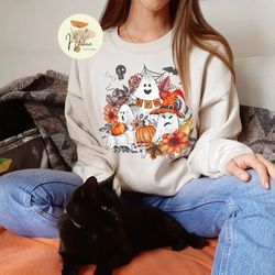 disney halloween vintage shirt, vintage floral halloween ghost shirt, retro ghost shirt, retro fall shirt, spooky season