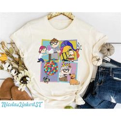 retro carl and ellie shirt, up house balloons, carl and russell, disney matching shirt, dug dog kevin pixar up shirt, ad