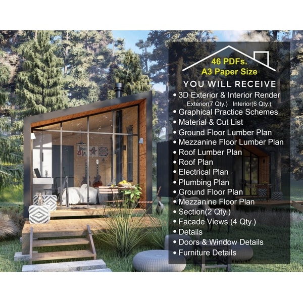 Modern Cabin House Plans,10x18, Cottage Floor Plans ,1 bedro | Inspire ...