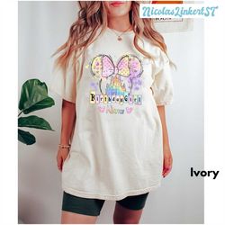 personalized disney birthday girl comfort colors shirt, watercolor minnie ears birthday shirt, disneyland castle shirt,