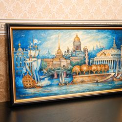 Wall art canvas St Petersburg Russia painting classical miniature lacquer art