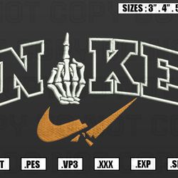 Nike Finger Skeleton Embroidery Designs, Halloween Embroidery Machine Design Files