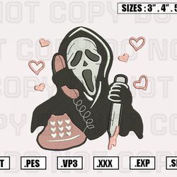 scream ghost face embroidery designs, halloween embroidery machine design files