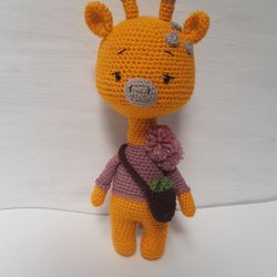 hand crochet oliver the giraffe stuffed toys plush toys animals handmade knit gift