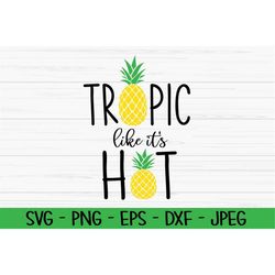 tropic like it's hot svg, summer svg, pineapple svg, dxf, png, eps, jpeg, cut file, cricut, silhouette, print, instant d