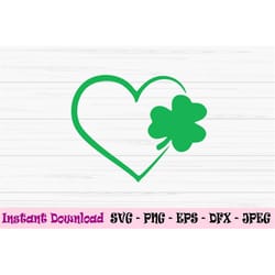 heart clover svg, st patricks day svg, clover svg, shamrock svg, dxf, png, eps, jpeg, cut file, cricut, silhouette, prin
