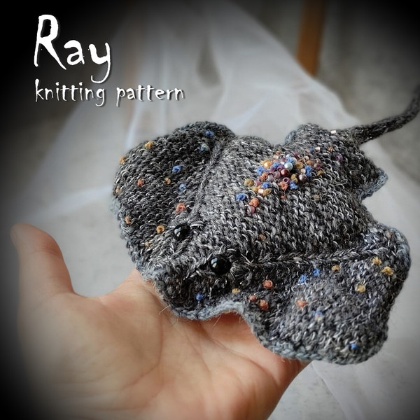 Ray knitting pattern, amigurumi knitting toy, sea stingray, fish diy, knitting on two needles, easy pattern for beginner 1.jpg