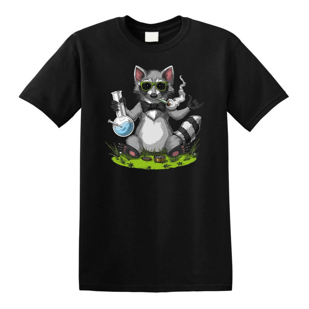 Hippie Stoner Raccoon Shirt - Cannabis Weed Smoking Tee.jpg
