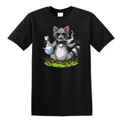 hippie stoner raccoon t-shirt cannabis weed smoking tee