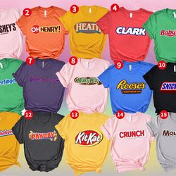 chocolate bar group matching halloween shirt, halloween costume group shirt, candy group costumes tee, coordinating matc