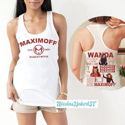 two-sided maximoff 1989 tank top, vintage wanda maximoff tanks, scarlet witch shirt, marvel avengers girls tanks, mcu fa