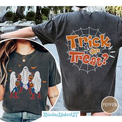 two-sided spiderman halloween shirt, halloween marvel shirt, trick or treat shirt, avengers family shirt, three spiderma