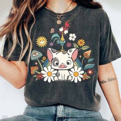 disney moana shirt, hei hei and pua floral  shirt, moana princess, groovy disney tee, disney princess, disney rainbow, f