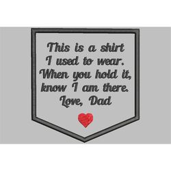 This is a Shirt - Dad - Small - Pocket Memory Patch Applique-PES JEF XXX Sew Hus Vip Vp3 Exp  Dst-Instant Download Instr