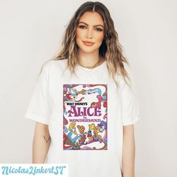 vintage alice in wonderland shirt, we're all mad here shirt, cheshire cat shirt, alices adventures shirt, disneyland tri