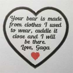 3.5' Heart Memory Patch Applique-Your Bear Made Clothes Gaga - Pes Jef Sew Hus Vip Exp XXX Dst-Instant Download Instruct