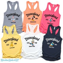 vintage disneyland tank top, mickey and friends tanks, disneyland family tanks, matching disney shirt, disney trip 2023