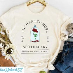 vintage enchanted rose apothecary shirt, beauty and the beast shirt, belle princess shirt, belle rose shirt, disneyworld