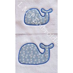 whale applique embroidery designs - 2 sizes