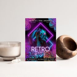 disco party birthday invitation, disco gender neutral invites, dance party template, neon party invites editable