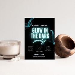 glow dark birthday invitation glow invitation neon glow invitation neon glow party glow in the dark birthday party