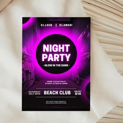 night party invitation glow night party invitation neon glow invitation neon glow party glow in the dark birthday party