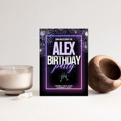 alex party invitation glow night party invitation neon glow invitation neon glow party glow in the dark birthday party