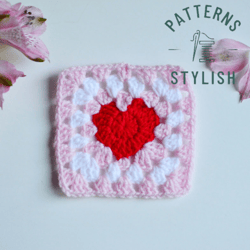 Heart Crochet Granny Square Pattern: Step-by-Step Photo and Video Tutorial