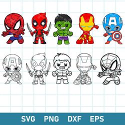 baby superhero bundle svg, baby superhero svg, superhero svg, avengers svg, png dxf eps digital file