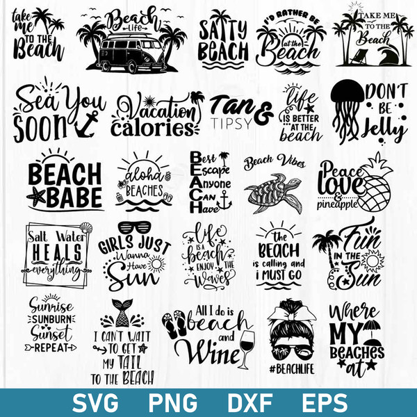 Beach Funny Quotes Bundle Svg, Beach Svg, Summer Svg, Beach Quotes Svg, Png Dxf Eps Digital File.jpg