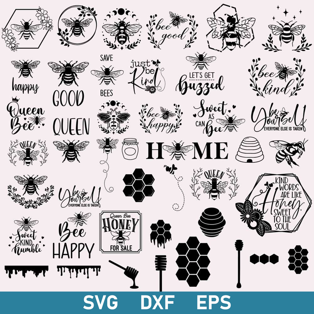 Bee Bundle Svg, Honey Bee Svg, Bee Svg, Bee Funny Svg, Dxf Eps Digital File.jpg