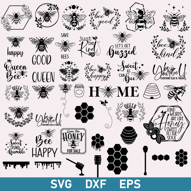 Bee Bundle Svg, Honey Bee Svg, Bee Svg, Bee Funny Svg, Dxf Eps Digital File.jpg