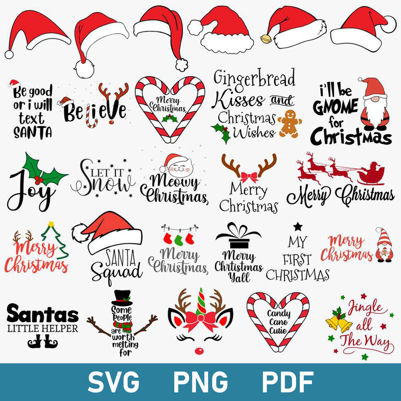 Christmas Bundle Svg, Merry Christmas Svg, Santa Claus Svg, Png Dxf Eps Digital File.jpg