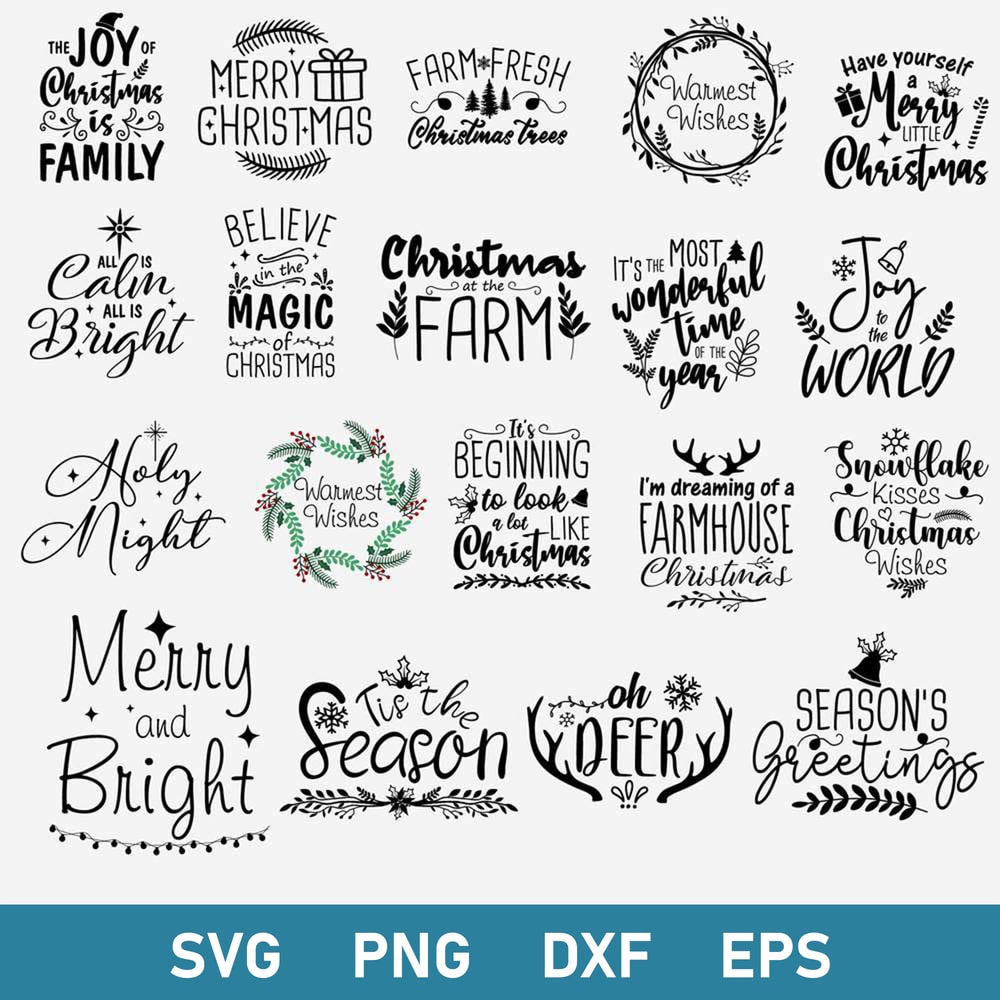 Christmas Farmhouse Bundle Svg, Christmas Svg, Christmas Quotes Svg, Png Dxf Eps Digital File.jpg