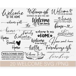 welcome svg bundle, farmhouse svg bundle, welcome svg for sign, hand lettered svg, farmhouse sign svg, wood sign svg bun