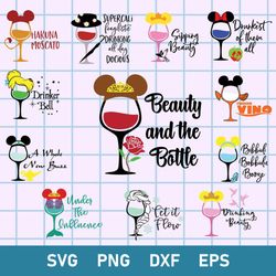 Disney Wine Glass Bundle Svg, Mickey Wine Svg, Minnie Wine Svg, Disney Svg, Png Dxf Eps File