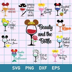 disney wine glass bundle svg, mickey wine svg, minnie wine svg, disney svg, png dxf eps file