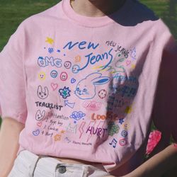 newjeans tracklist shirt, attention, cookie, hype boy, hurt nwjns shirt, newjeans bunny, tokki, newjeans merch, kpop, di