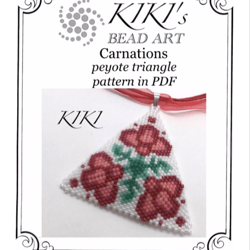 Peyote pattern peyote triangle pattern Peyote pendant pattern Carnation Three carnations pattern PDF instant download
