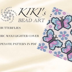 lighter cover pattern peyote pattern, bead pattern for bic maxi lighter cover butterflies peyote beading pattern in pdf