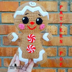 Doll gingerbred boy Crochet amigurumi rag doll pattern