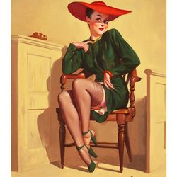 vintage pin up girl - cross stitch pattern counted vintage pdf - 111-456